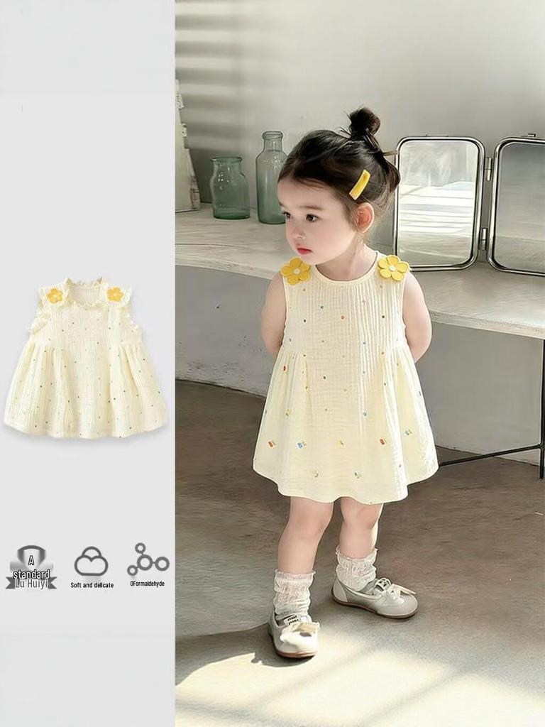 Stylish Floral Summer Sleeveless Princess Dress for Children