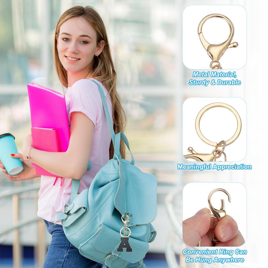 [PATIKIL] Initial Letter Keychain Alphabet Bag Decoration Car Key Ring Letter Pendant Decorative Keychain