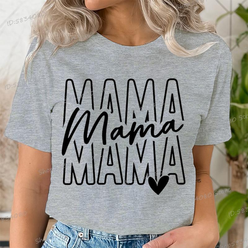 Mothers Day Mama Tshirts Stacked Mama for Ladies Tops Mom Life Short Sleeve Tshirt Crew Neck Gift for Mom Summer Tops Clothes