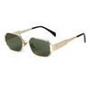 Retro Gold Metal Punk Square Sunglasses for Women Men  Brand Designer Fashion Classic Green Lens Rectangle Sun Glasses UV400