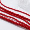 Handmade Red Beaded Layered Necklace Women Boho Chic Statement Jewelry With Geometric Design 81cm Length