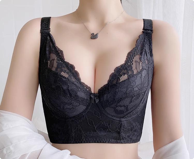 Adjustable Anti-Sagging Plus Size Lace Bra for a Slimmer Big Bust Look with Side Support