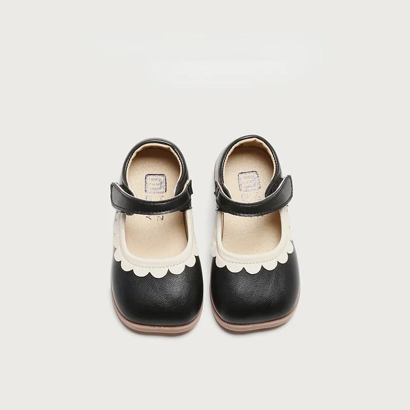 Flower Bordered Luxury Designer Shoes for Girls Kids New Spring Summer Toddler Girl Leather Shoes Princess Mary Jane H01188