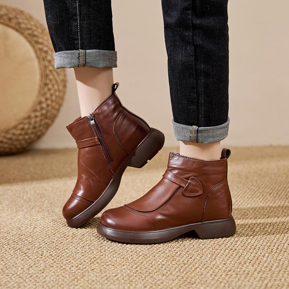 Women's large size soft elastic winter cowhide leather waterproof warm cold padded snow boots non-slip wear outdoor leisure sports cotton boots