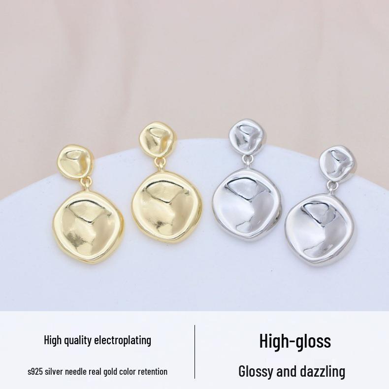 Minimalistische S925 Silberstift Geometrische Ohrstecker, Poliertes Gold, Modischer Luxus, Grenzüberschreitend Heißverkaufender Ohrschmuck.