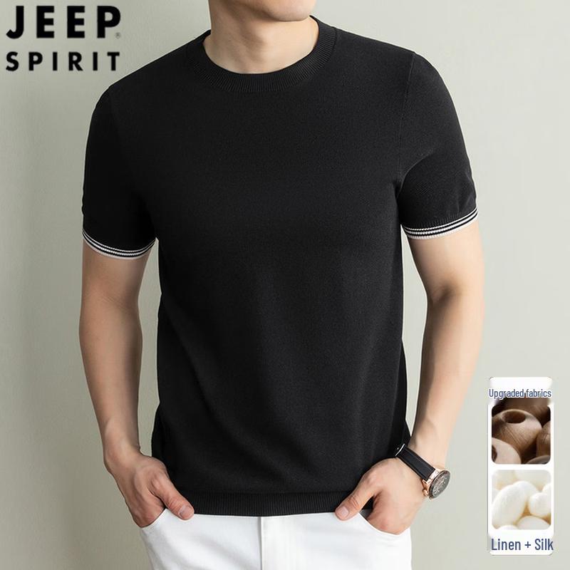 

JEEP SPIRIT Men s Linen & Silk Blend Short Sleeve T-Shirt 2XL