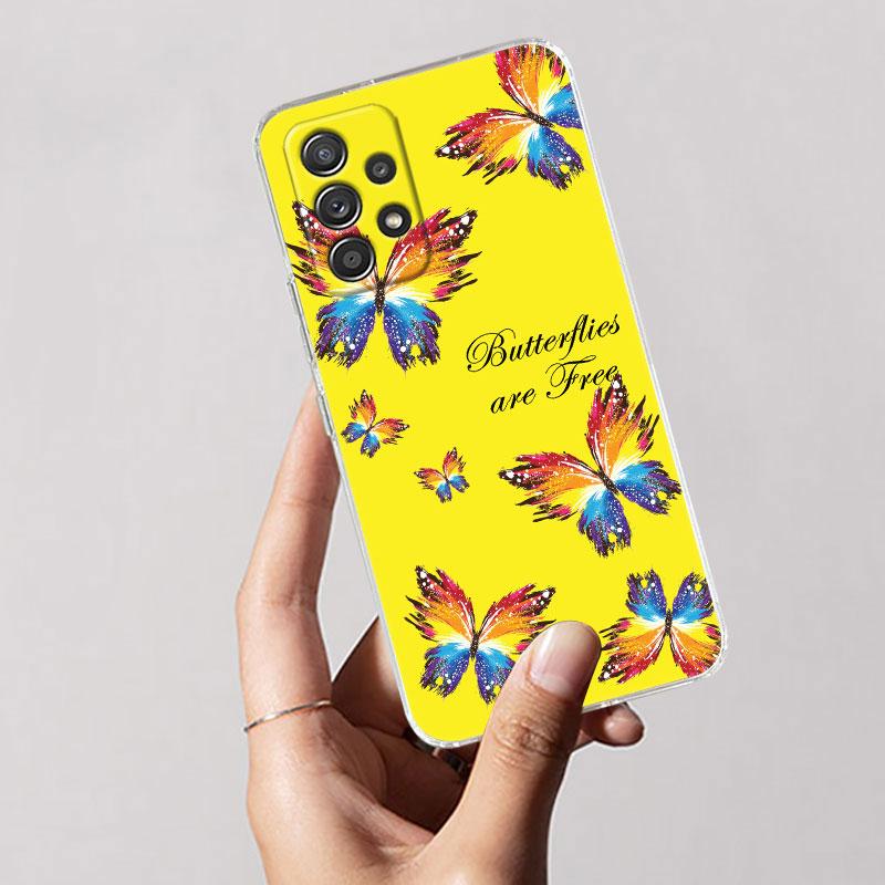 Pink Butterfly Clear Soft Phone Case For Samsung Galaxy A56 A57 A37 A55 A54 A36 A35 A26 A25 A16 A17 A07 A52 A34 A53 A21s Cover