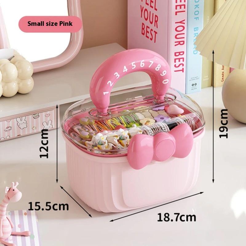 Hair Accessories Storage Box, Portable Makeup Organizer for Hair Clips, Hair Ties, Earrings, Bracelets, Necklaces