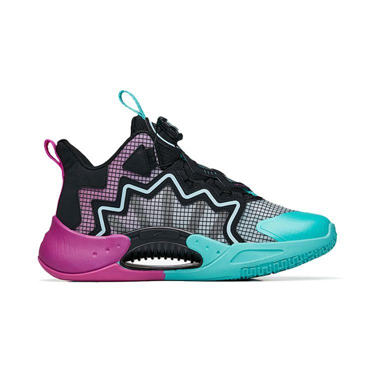 Anta Youth  Kids Crazy Mesh Mid-Top Basketball Shoes Kids Basketball Shoes Black Green Purple 312231111-3
