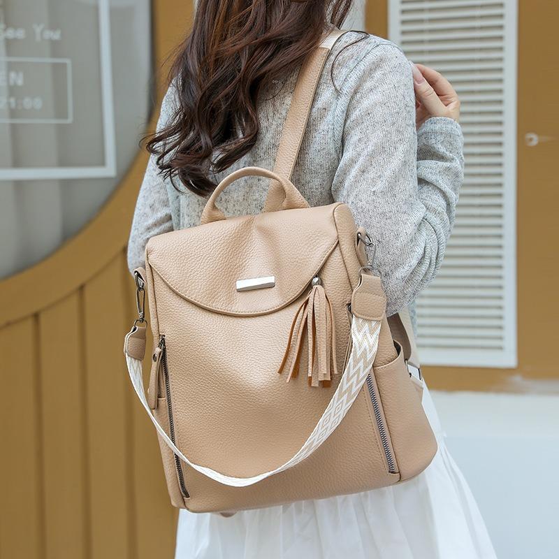 Fashion Backpack Women's Simple Bag Texture Summer Large Capacity Backpack Leisure Travel Backpack