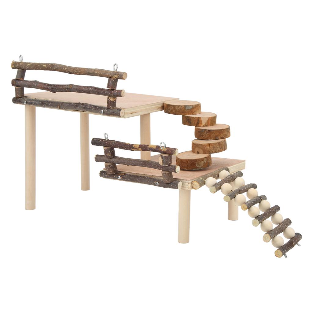 Hamster Climbing Platform 2 Layer Multipurpose Small Pet Wooden Playground for Hamster Syrian Hamster Small Pets