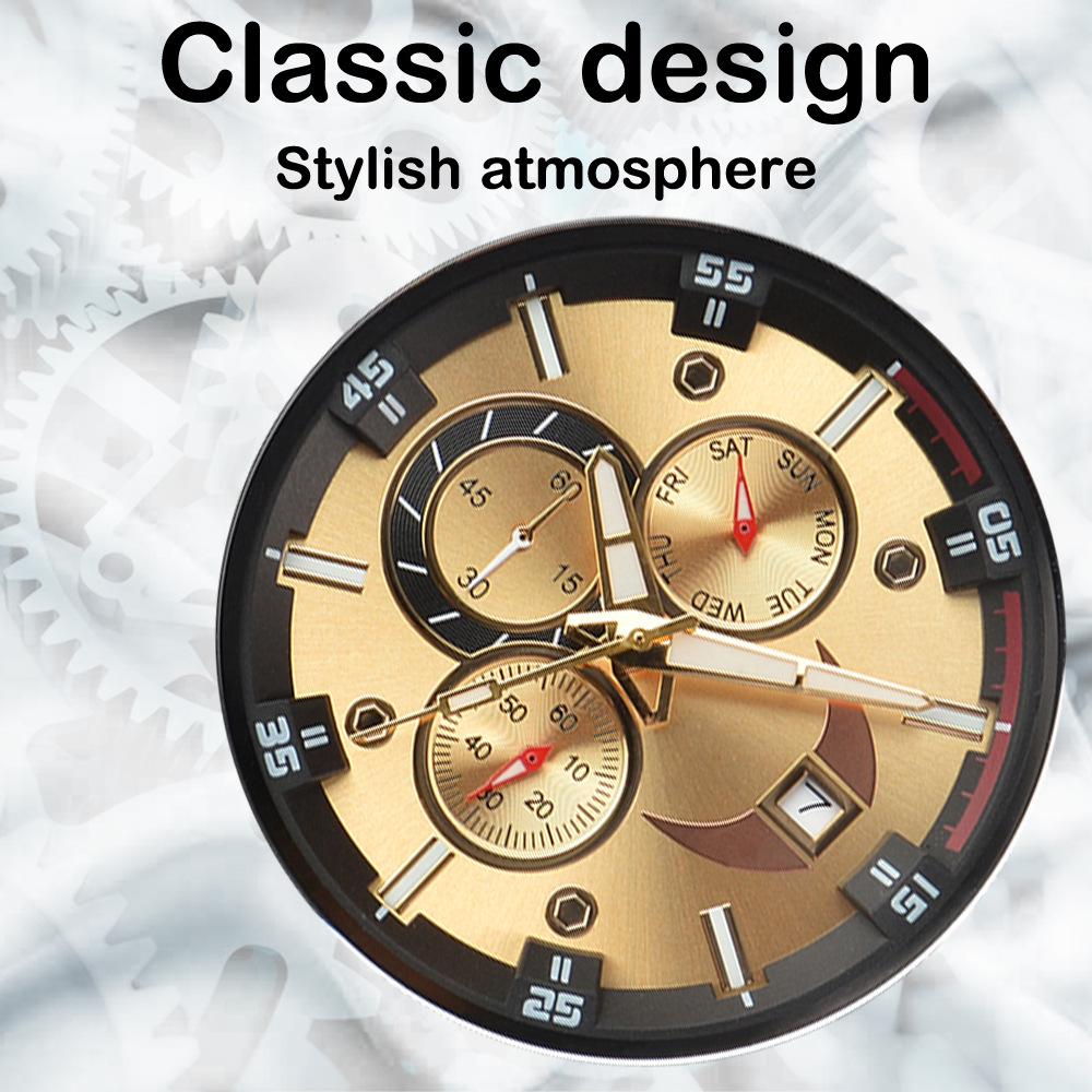 Men's Quartz Wooden Watch with Luminous Multifunctional Large Dial