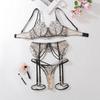 Elegant Floral Embroidery Sheer Multi-Strap Body Shaping Lingerie Set