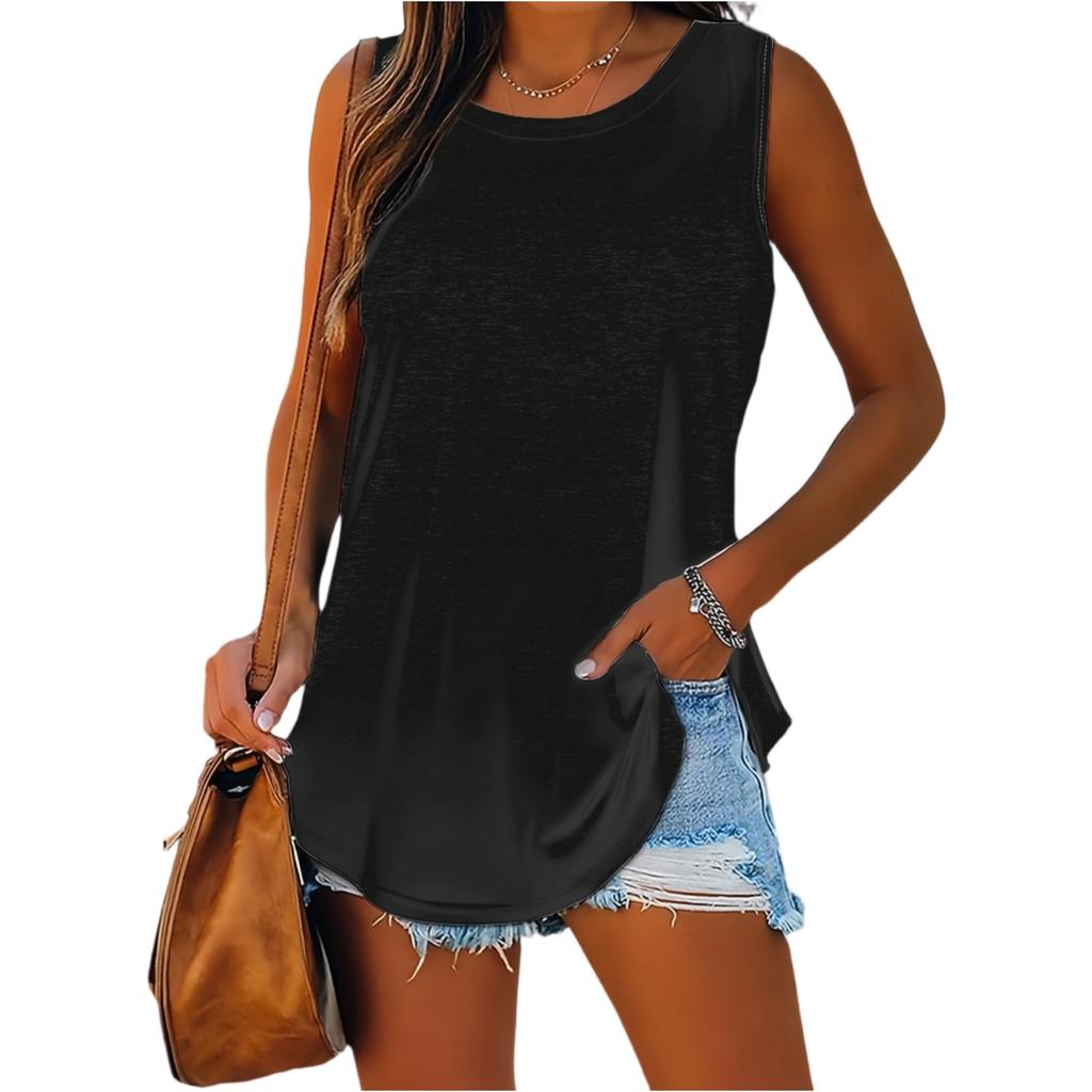 Sleeveless Tank Top for Women Casual Loose Fit Round Neck Lightweight Summer Shirt Soft Fabric Pullover Blouse