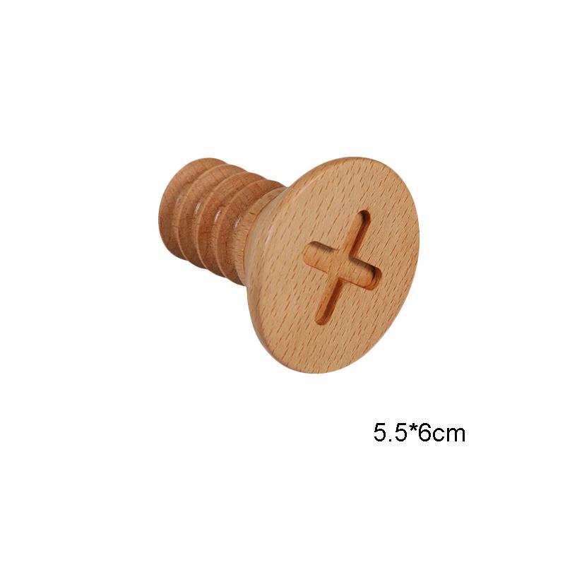 Wall Hooks Wood Clothes Coat Hook Screw Design Key Holder Hooks For Hanging Beech Wood Hat Clothes Rack Nordic Home Accessories