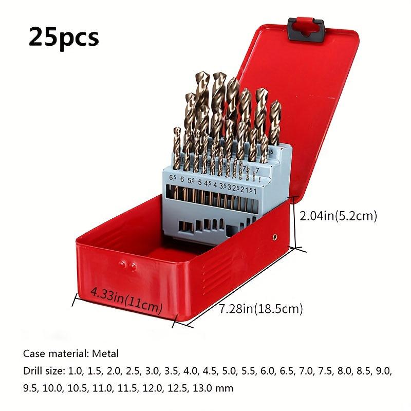 13pc/19pc/25pc Drill Bit Twist Drill Set Hole Opener Multifunctional Stainless Steel Metal Punching Twist Drill Bit