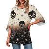 Women's Halloween Print Casual Neck Loose Fit 3/4 Sleeve Top