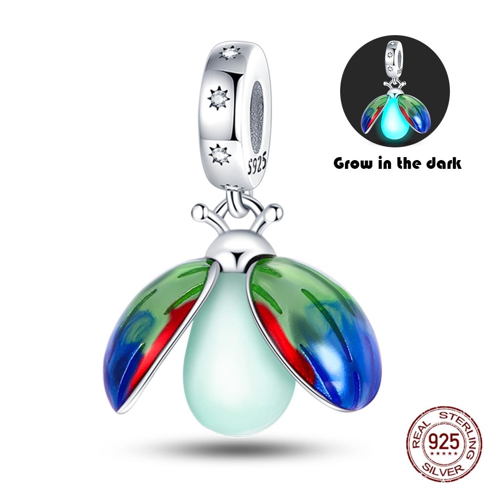 925 Silver Glow in the dark Firefly Honeybee Star Charms Beads Fit 925 Original Bracelets Fine DIY Jewelry Gift Women