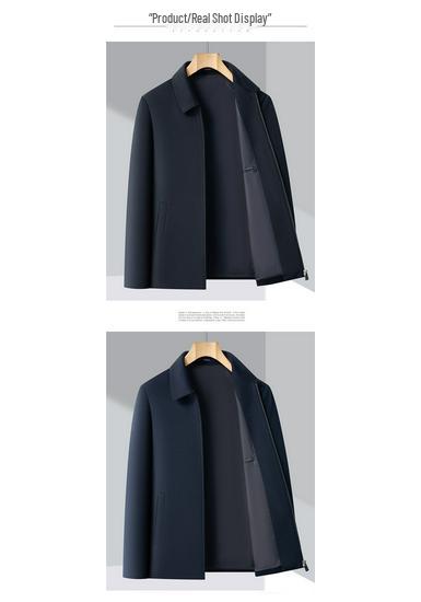 Men's Wool Cashmere Executive Jacket: Business Casual Lapel Coat for Middle-Aged Trends