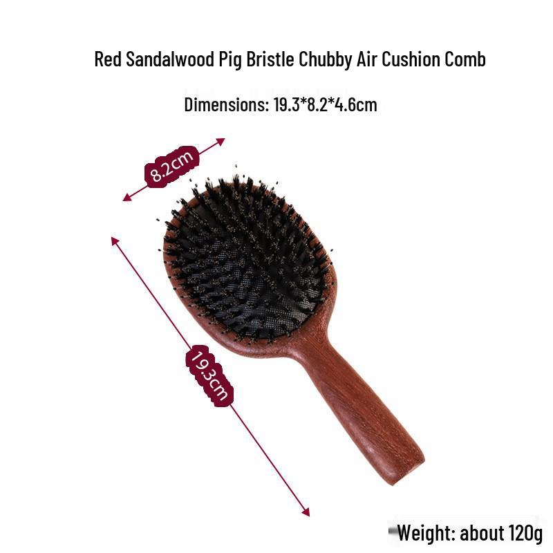  Pettine Massaggiante con Cuscinetto d'Aria in Sandalo Dorato - Pettine Retrò in Legno Massiccio per Capelli Lunghi da Donna