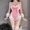 Pink Sexy Bunny Girl Cosplay Women Costume Japanese Lolita Anime Cute Open Crotch Bodysuit Uniform Roleplay Kawaii Lingerie