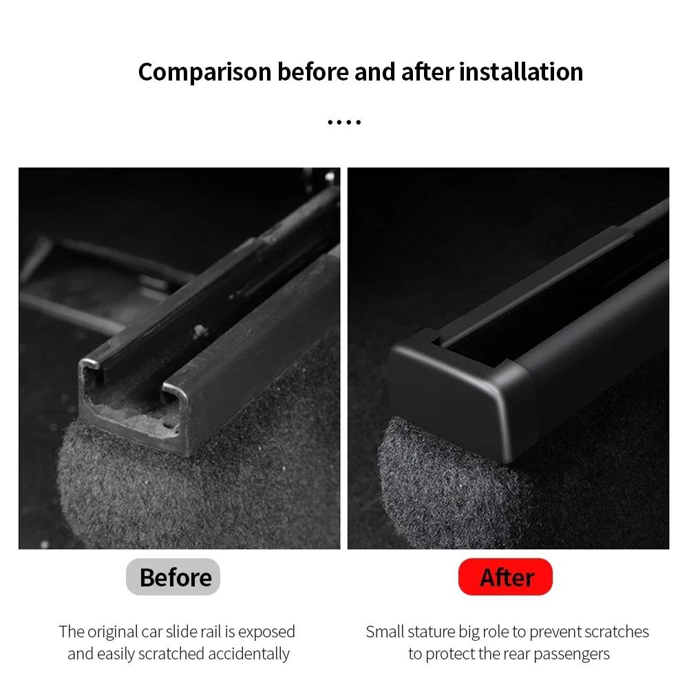 4pcs Car Rear Seat Slide Soft Rubber Plug Protection Interior Cover for Tesla Model Y 3 Front and Rear End Parts Protection Pad