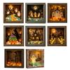 Seasonal Interior Decor Halloween Shadow Box Frame DIY Lighted Craft Kit, Wooden Night Light with Unique Gift for Lovers Sea Glass Stones, Gothic LED