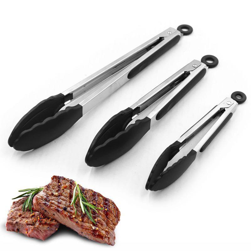 Multifunktionale Silikon- & Edelstahl-Lebensmittelklemme zum Backen, für Brot und zum Grillen.