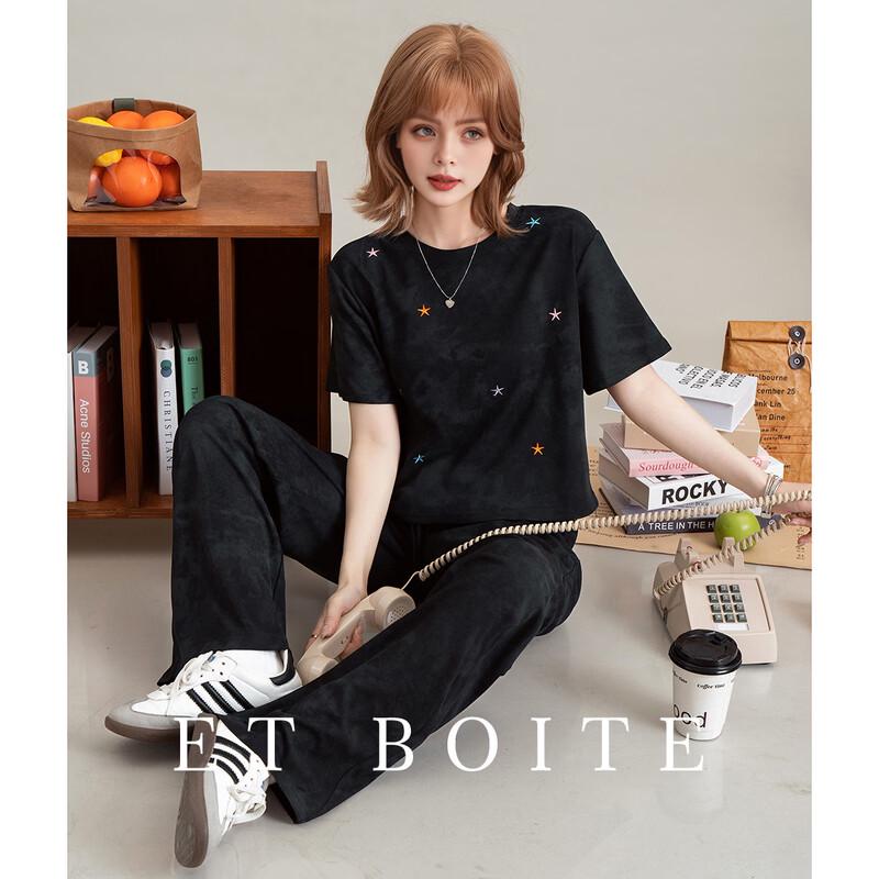 Women s Star Flower T-Shirt & Wide-Leg Pants Set L