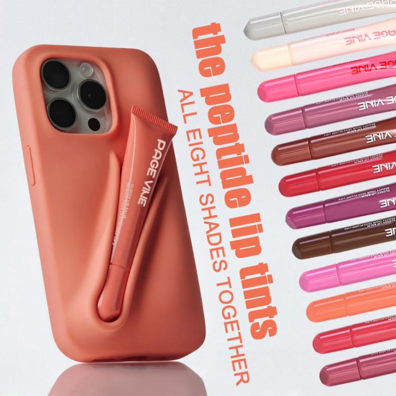 PAGE VINE Peptid Lipgloss Flüssiger Lippen-Tint Feuchtigkeitsspendendes Lippenöl 12ml Wässriger Glanz Ohne Duftstoffe