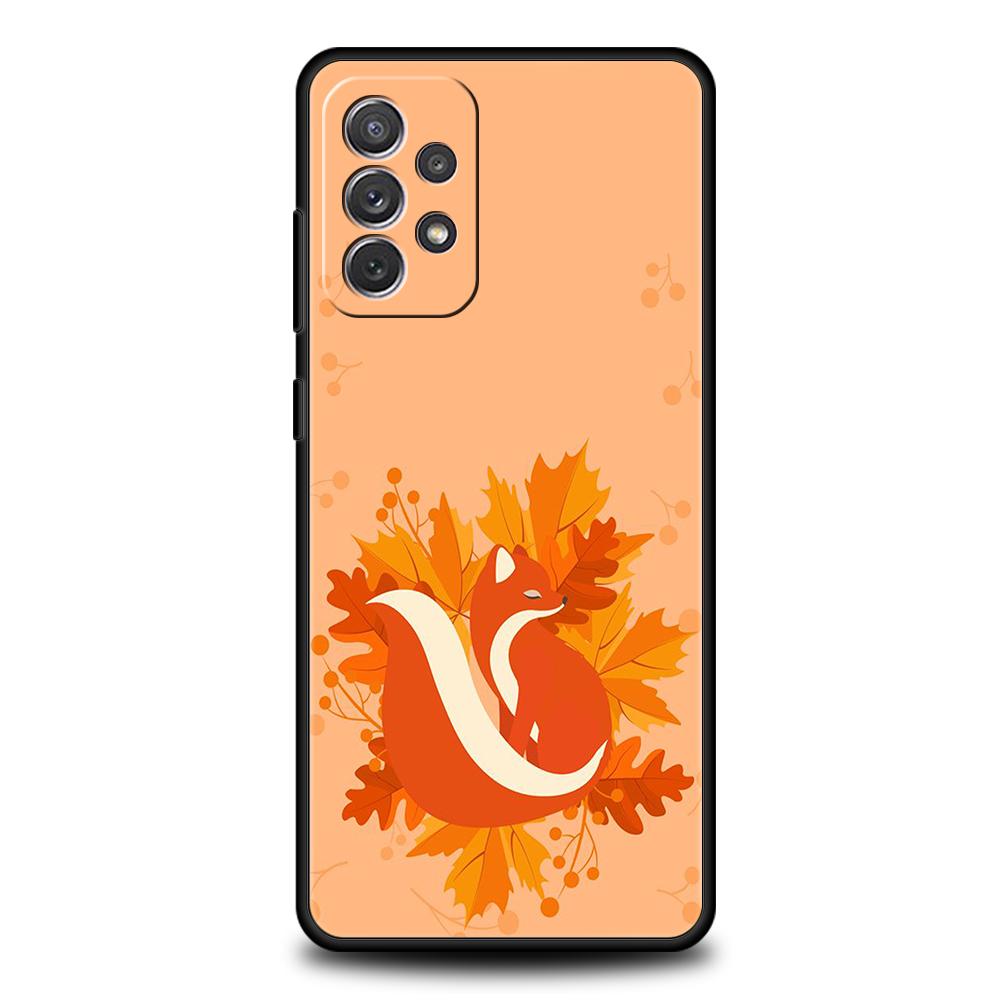Leaves Fall Fox Pumpkin Case For Samsung Galaxy A24 A12 A14 A32 A50 A70 A20E A20S A10S A22 A30 A40 A34 A54 A42 A52 5G A72 Cover