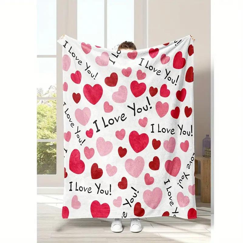 Romantic Love Series Digital-printed Polyester Bedroom Velvet Flannel Cover Blanket Fleece Soft Sofa Cover Blankets for Beds