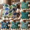 Blue Green Block Print Cushion Cover Multi-Scene Pillow Cover for Home & Car - Reversible, Soft & Durable for Daily Use