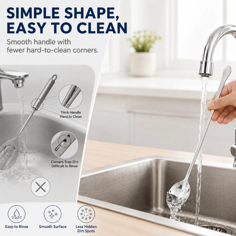 2Pcs Stainless Steel Long Handle Stirring Spoon Easy Grip Rust Resistant Beverage Mixing Spoon Long Handle Drink Stirring Spoon