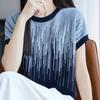 Navava Nk3054 Digital Graphic Color Block Short Sleeve Knit Tee