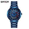 Sanda Men's Trendy Waterproof Quartz Watch with Cool Wheel Design