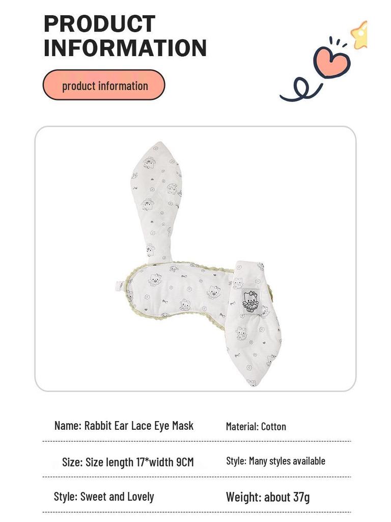 Adorable Bunny Ears Lace Eye Mask - Women's Anime Cartoon Sleep Shade