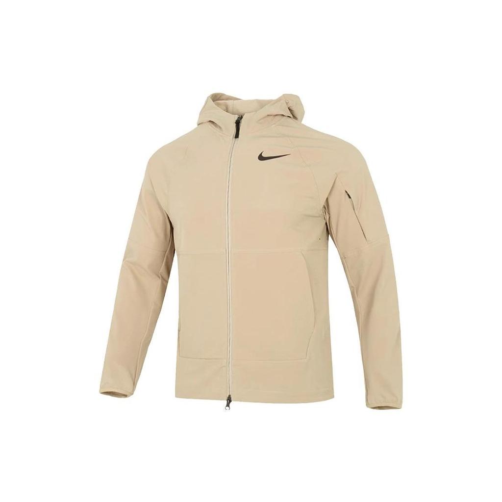 Nike Solid Color Logo Hooded Casual Jacket Men Outerwear Khaki DQ6594-247
