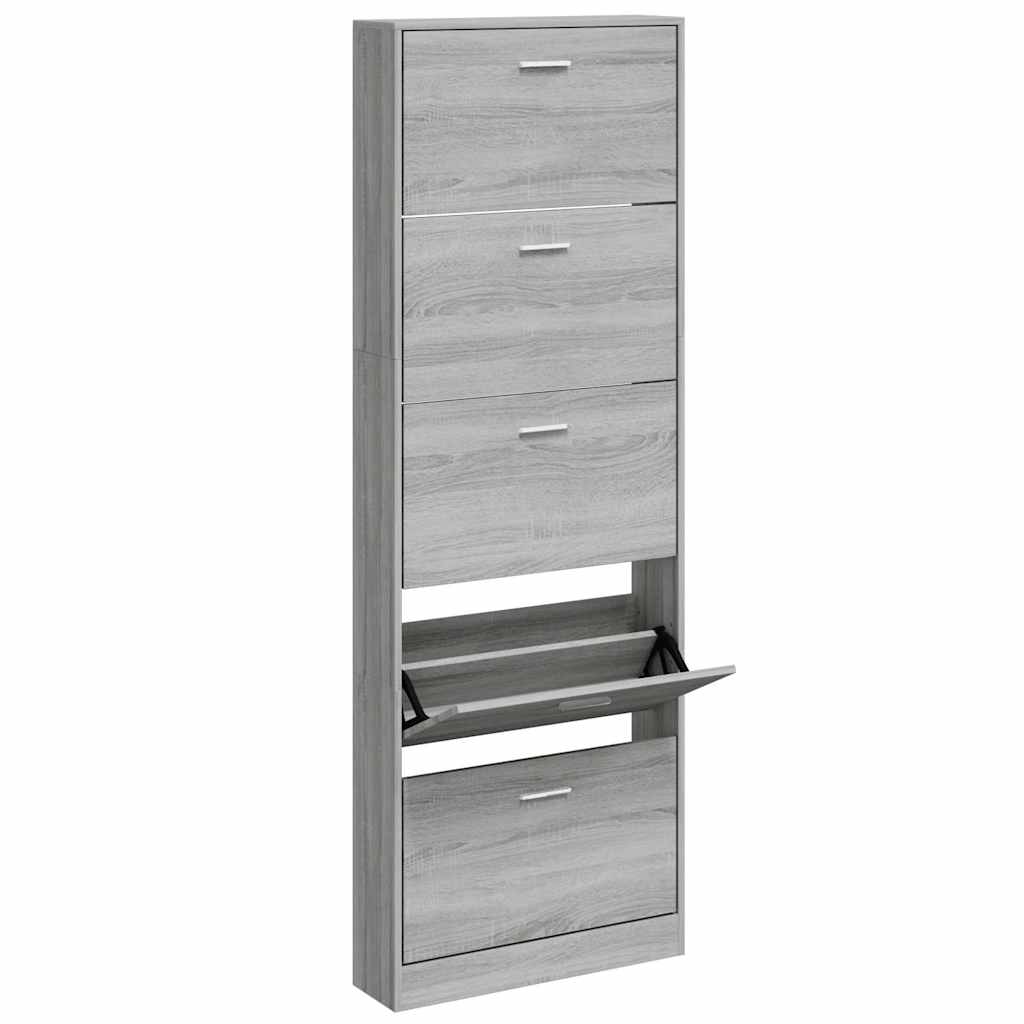 VidaXL Schuhschrank Grau Sonoma 59x17x169 cm Holzwerkstoff