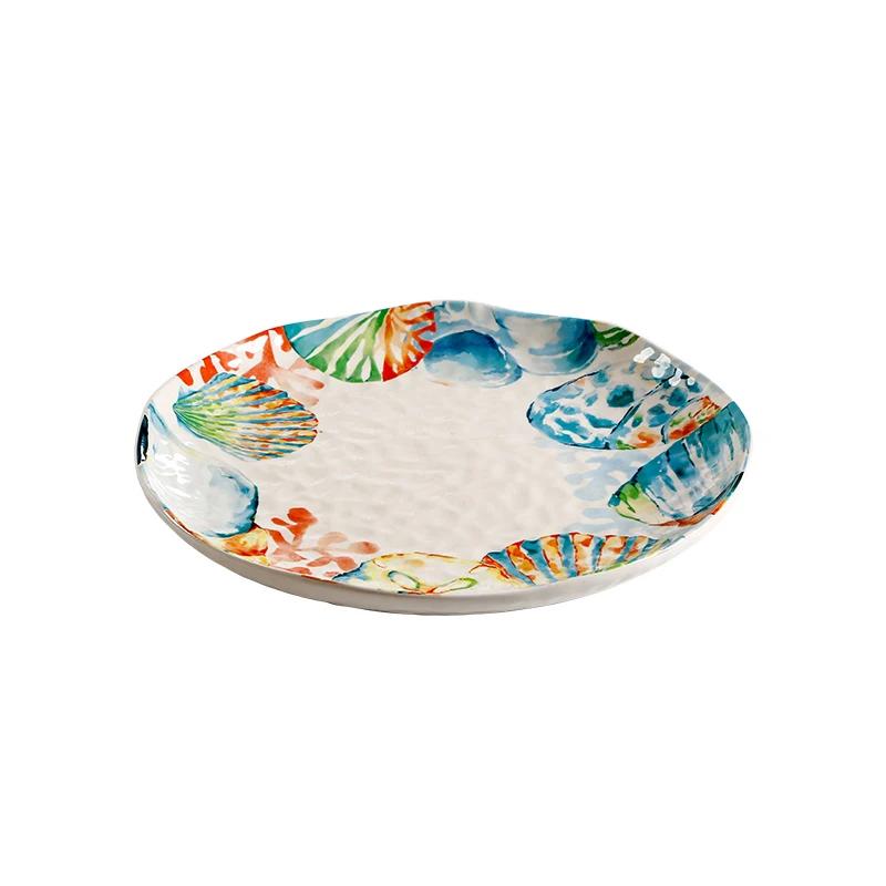 Creative Ocean Style Ceramic Plates High End Household Soup Bowls Exquisite and Delicious Dining Plate Irregular Bowl Tableware