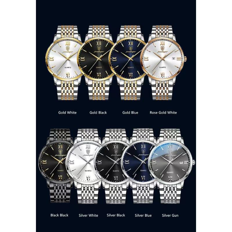 POEDAGAR Luxury Sports Men's Wristwatch Stainless Steel Waterproof Date Watch High Quality Casual Fashion Quartz Watches