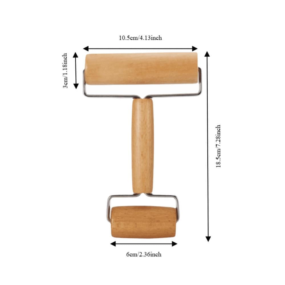 Beech Wood Small Rolling Pin Food-Safe Smooth Polished Wooden Dough Roller Metal Frame Rotatable Pie Rolling Pin Baker