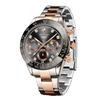 Watch Men's Popularity Brand Quartz Arm Clock Chronograph Moon Phase Crystal Waterproof Night Light Date Watch for Men Rose Gold