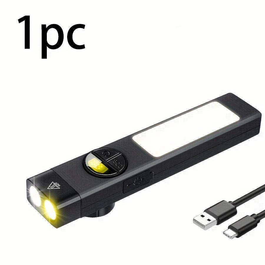 Portable EDC Tactical Flashlight 400LM USB Rechargeable Torch with Warning Led Emergency Magnetic Work Light for Camping Hiking