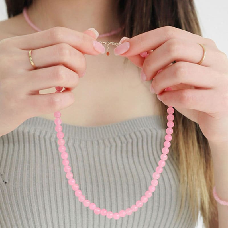 modernlike 14k gold pink amethyst gemstone necklace 6mm