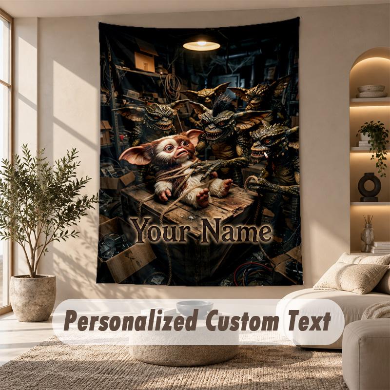Tapestry Custom Name Text, Wall Hanging Tapestry Home Room DecorGremlins Gizmo