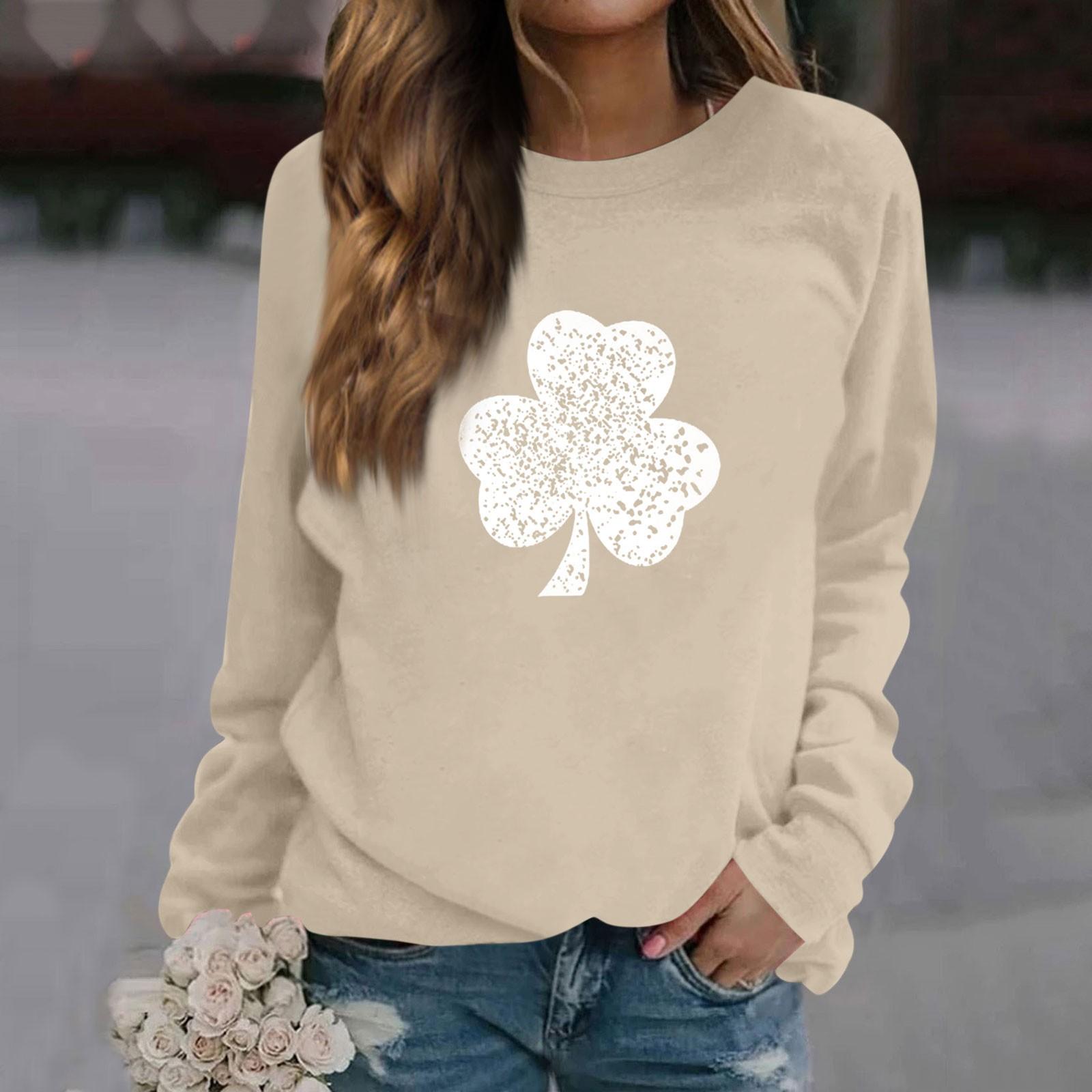 

Женский повседневный модный пуловер с длинным рукавом и круглым вырезом с принтом L бежевый