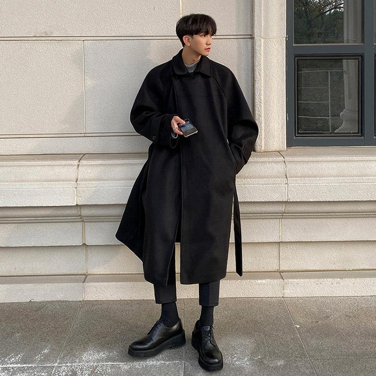 Woolen Coat Men's Winter Thickened Mid-length Korean Style Trendy High-end Knee-high Windbreaker Woolen Coat