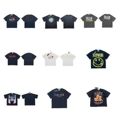 Mens Oversized Cotton T-Shirt With Satoshi Nakamoto Letter Print Breathable Casual Tee Fall