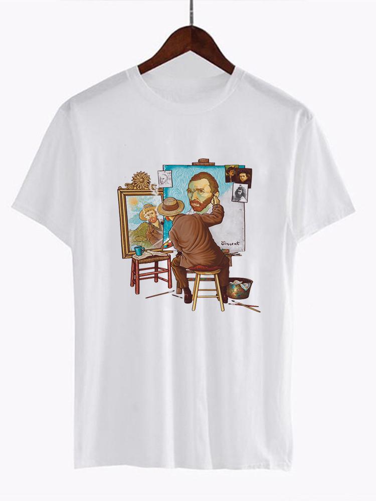 Unisex Van Gogh Van Goghing Van Gone Meme Funny T Shirt Hipsters Cute Tee z nadrukiem